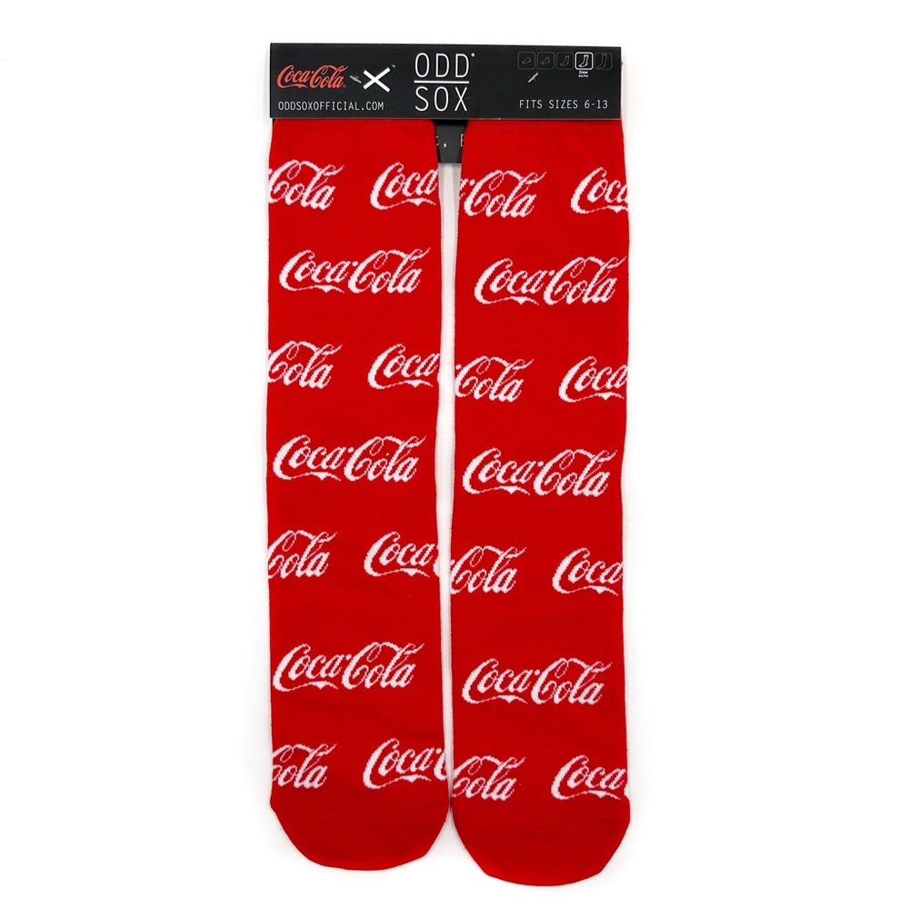 Odd Sox Coca Cola Logo Crew Socks Coca-Cola Red Mens Womens Fun Novelty Gift